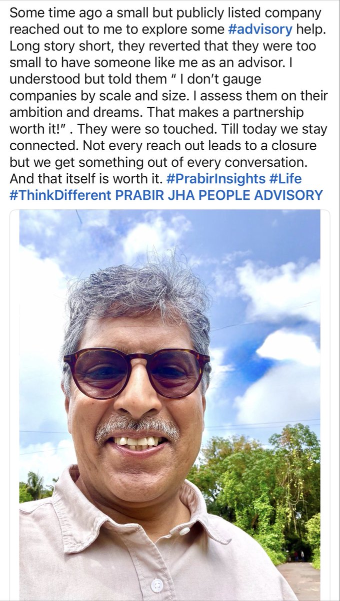 PrabirJha's tweet photo. #PrabirInsights #Advisory #Life #Career #ThinkDifferent https://t.co/2zznYwA5sH