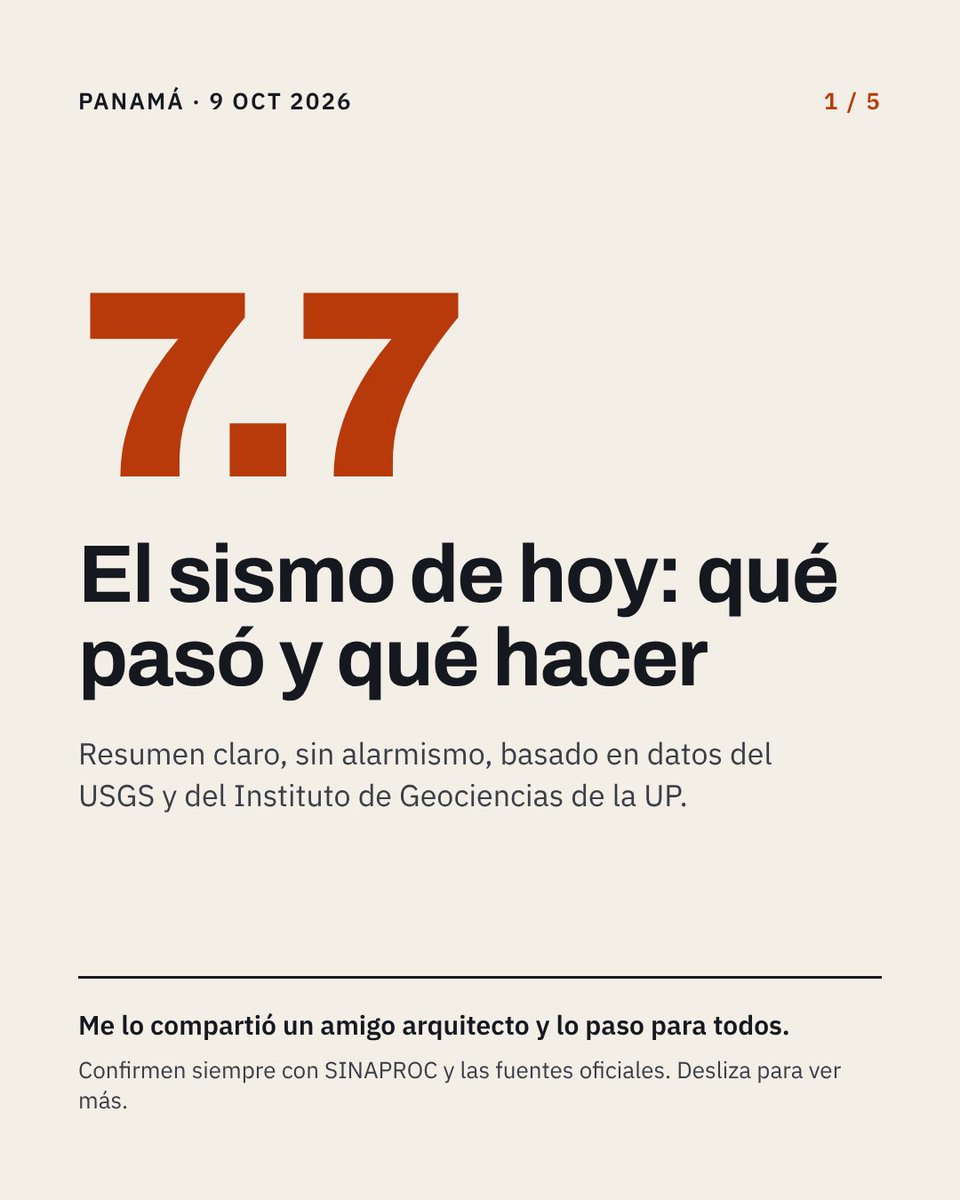 DoviEisenman's tweet photo. Un amigo arquitecto me compartió este resumen de lo que pasó hoy y qué esperar en los próximos días. Lo paso porque está claro y sin alarmismo. Igual, confirmen siempre con SINAPROC y el Instituto de Geociencias. Fuerza a nuestra gente en Azuero y Veraguas. 🇵🇦 https://t.co/tosI1T4gwJ