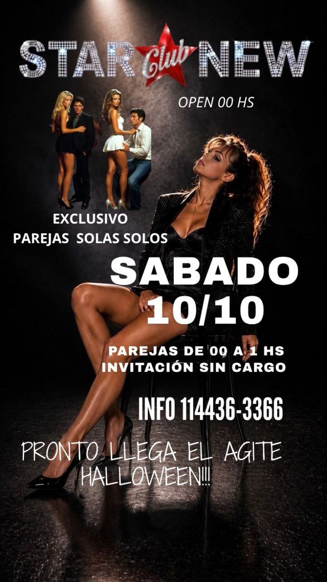 Pareja_zs's tweet photo. Este finde largo hay muchas opciones
Star New en Flores CABA
Fue al primer boliche swinger que fui!!!! Que noche fue esa!!!🔥😋😜
#BuenosAires #CABA #Flores #Boliche #Fiesta #Swingers #Lifestyle #Parejas #Solos #Solas #Findelargo #Noche #Argentina #Agite #Sábado https://t.co/6FWIaICqN5