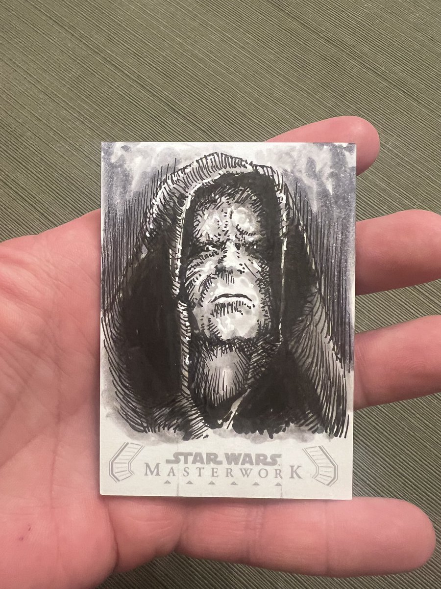 wildfortoys's tweet photo. “Everything is proceeding as I have foreseen.”
2020 Topps Star Wars Masterwork Emperor Palpatine original 1/1 sketch by Patricio Carrasco. That cold, sinister expression fits the quote perfectly!
#StarWars #Palpatine #DarthSidious #Sith #DarkSide #Topps #Masterwork #WildForToys https://t.co/IkMru5TrZJ