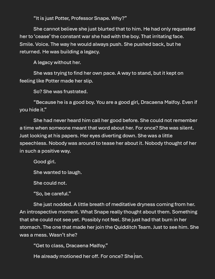 DatingSims's tweet photo. Malfoid AU! Snape has an 'interest' in how often Malfoid gawks at Harry short fic. 

It's very funny to me the idea of Malfoid spilling her spaghetti when someone pokes. https://t.co/HBZHQMM8FJ
