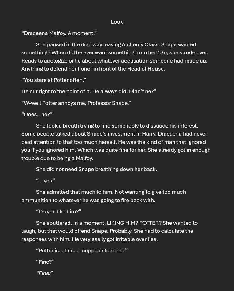 DatingSims's tweet photo. Malfoid AU! Snape has an 'interest' in how often Malfoid gawks at Harry short fic. 

It's very funny to me the idea of Malfoid spilling her spaghetti when someone pokes. https://t.co/HBZHQMM8FJ