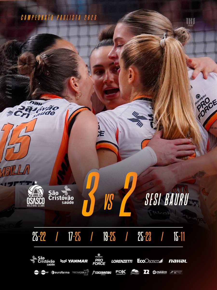 OsascoVC's tweet photo. FIM DE JOGO NO LIBERATTI E DEU OSASCO SÃO CRISTÓVÃO SAÚDE !!!😍👏

O nosso OSASCÃO vence o Sesi Bauru por 3x2 na primeira partida das Finais do Camp. Paulista 2K26!!!!🚀

Valeu timeeeeeeeee!!!!
Vamos JUNTOZ torcidaaaaaa!!!

#PraViverOZ
#JuntosPorOsasco

📸 @OsascoVC - Carol https://t.co/mrjkZRj6Gk