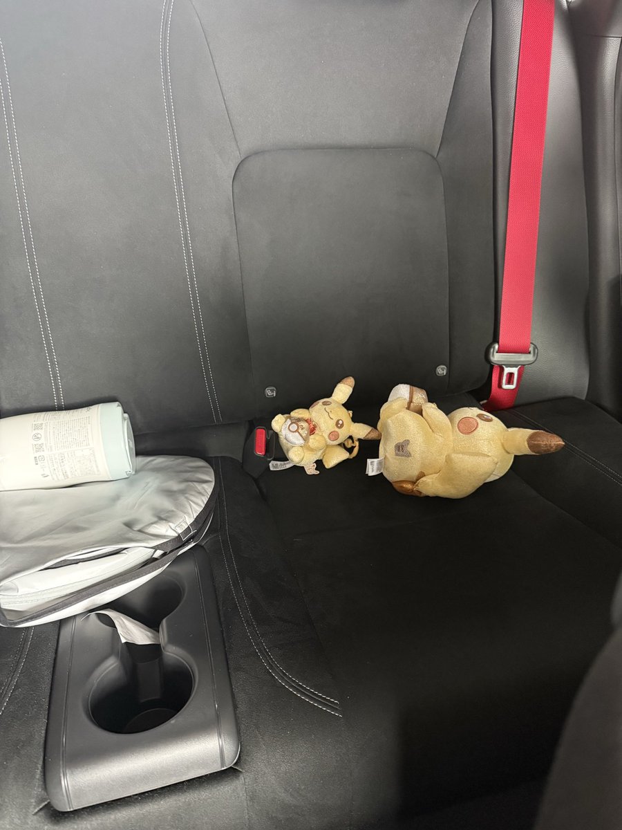 lifeinchap's tweet photo. 前席の掃除の為に放り投げられた、
おっと🫢後部座席で寝ているピカチュウ。 https://t.co/JvjJuSgxjr