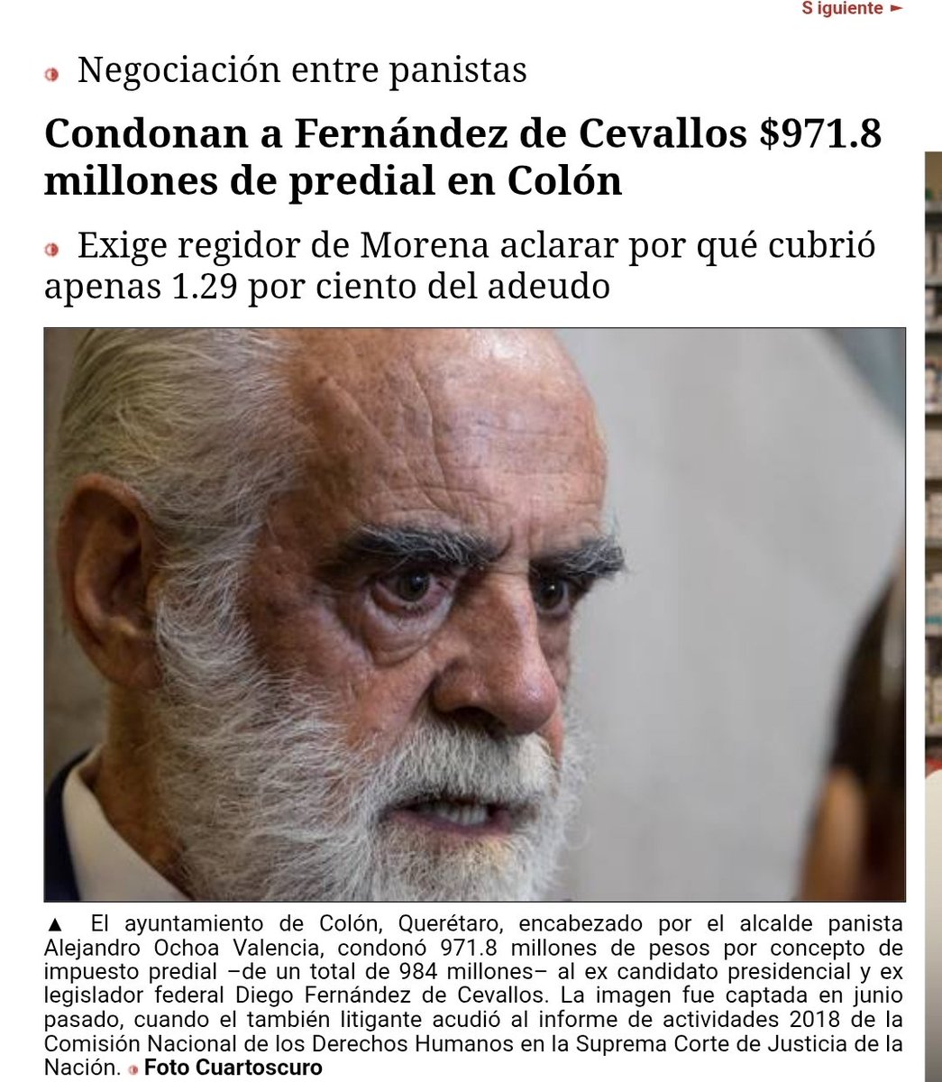 JorgeArmandoR_'s tweet photo. Que dice el panista y terrateniente Diego Fernández de Cevallos que no se preocupen por cualquier pago del predial, que él sabe cómo evadirlo.

"Condonan a Fernández de Cevallos 971 millones del predial en Colón, Querétaro". https://t.co/l6Ecml98Hk