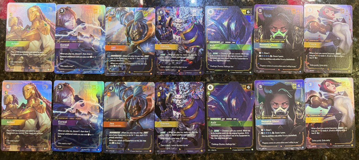 jennetdaria's tweet photo. I just bought two Riftbound Spiritforged boxes and they were straight up the same box TWICE!?!? HOW?!?! https://t.co/blRe7LGUpg
