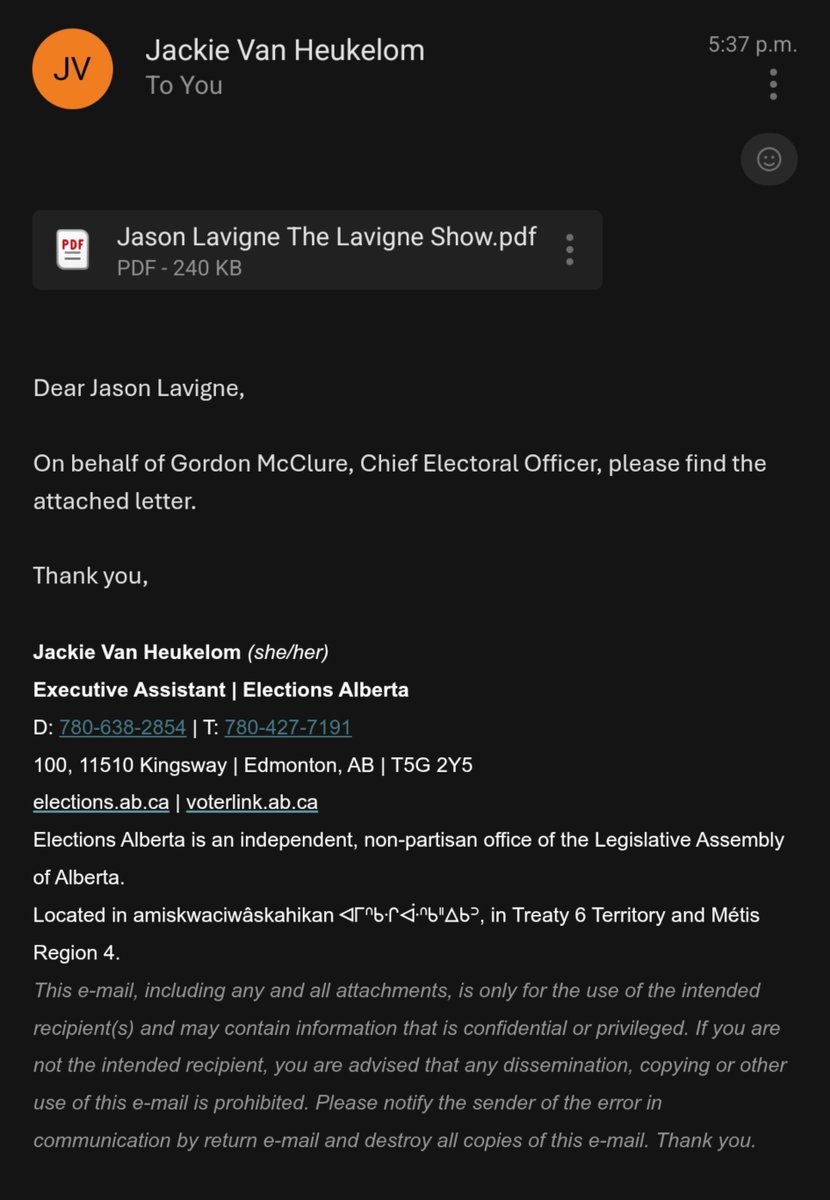 JasonLavigneAB's tweet photo. Me too.

This is not going to help faith in the referendum at all.

Here's the letter. Arrived just after 5:30PM on a Friday, with a long weekend.

People are going to be justifiably upset. https://t.co/GLtTPquiAo