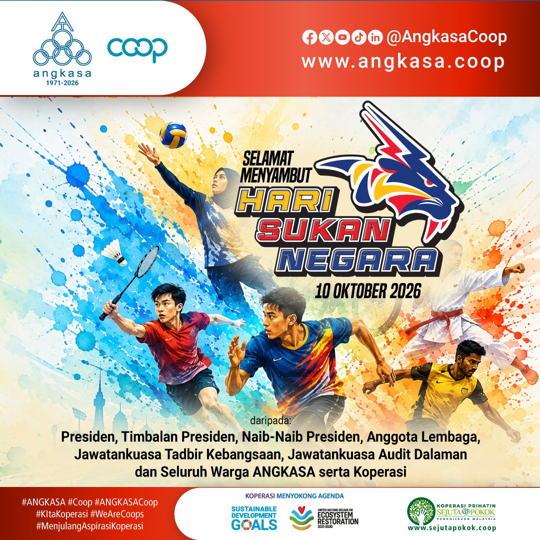 ANGKASACoop's tweet photo. 𝐇𝐀𝐑𝐈 𝐒𝐔𝐊𝐀𝐍 𝐍𝐄𝐆𝐀𝐑𝐀 𝟐𝟎𝟐𝟔: 𝐊𝐄 𝐀𝐑𝐀𝐇 𝐍𝐄𝐆𝐀𝐑𝐀 𝐁𝐄𝐑𝐒𝐔𝐊𝐀𝐍 🇲🇾

https://t.co/icxHkGYOoU https://t.co/pYsP2JaslZ