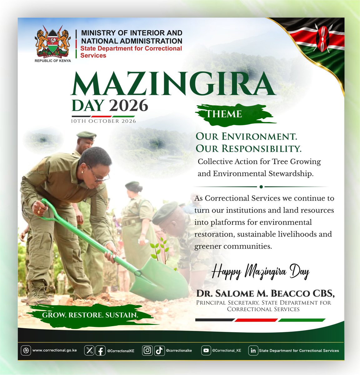 CorrectionalKE's tweet photo. Happy Mazingira Day https://t.co/WaK7ze63JO