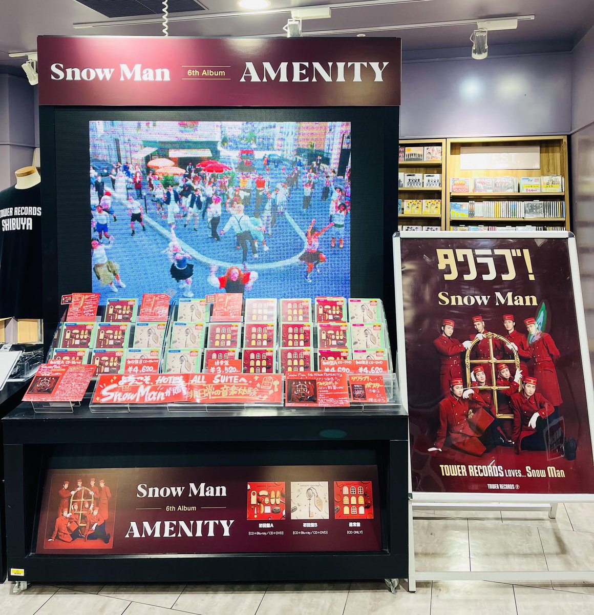TOWER_Shibuya's tweet photo. 📢#タワ渋のお知らせ

＼🏨1F&amp;4Fで大展開中🚪／
Snow Man New Album『AMENITY』 
12:20タワ渋在庫情報🗝️
初回A(+BD)◎
初回A(+DV)お品切れ🙇‍♀️
初回B(+BD)◎
初回B(+DV)
通常◎

🎁形態別先着特典 
初回A:コーム◎
初回B:コースター◎
通常:歯ブラシ◎

(沙)
#AMENITY_6thAL https://t.co/5e42YPZdTn