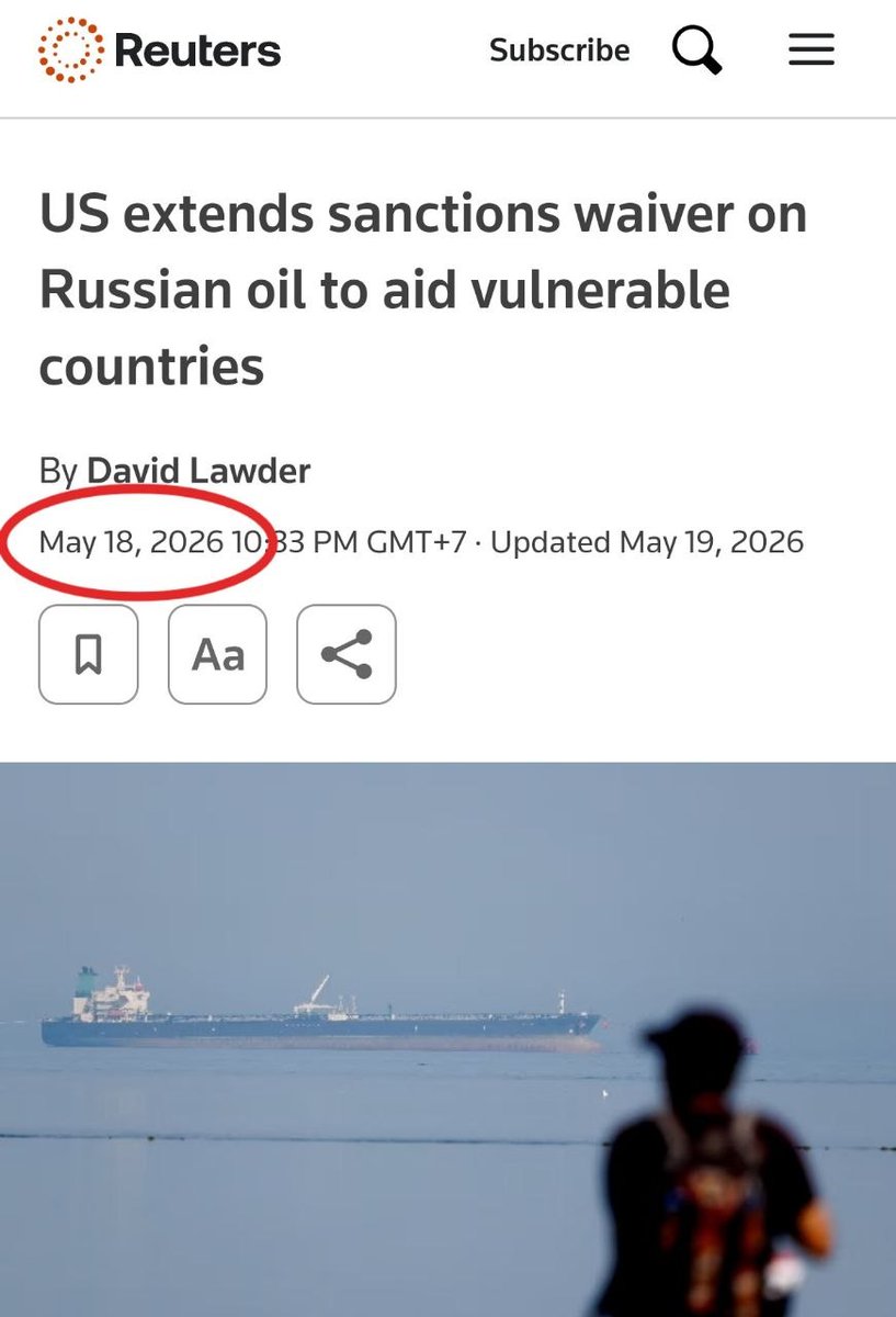 BrianJBerletic's tweet photo. 🇺🇸🇷🇺No one should read too much into US-Russian energy deals/sanction waivers which have been going on since the US began its war on Iran...

This is the equivalent of 2 exhausted fighters leaning on each other in the middle of a fight.

They're not hugging or making up - they're conserving energy and preparing for the next round - in some cases waiting for the clock to run out.

The US has ZERO intentions of permanently relieving sanctions and will impose more as soon as is possible.

Surely Russia knows this and is taking advantage of any temporary relief it can.

The same can be said of any offer by the US to Iran or China to relive sanctions/tariffs or armed aggression - yes it buys time for the US - but also for Iran and China.

In ALL other regards, the US continues to escalate against all 3 nations. 

The question is who is making better use of this time as US war on multipolarism continues into the future?

And in terms of this move improving diesel prices for Americans or Europeans - it won't. 

Unless the FUNDAMENTALS causing high prices are addressed (US war and proxy war on Iran and Russia) - the only thing achieved is temporary market manipulation/relief - if even - and the overall energy crisis will persist.