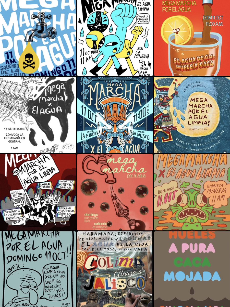 luisigg's tweet photo. Los carteles por la mega marcha a celebrase el domingo 11 de octubre a las 11 hrs. para protestar por el agua sucia en la zona metropolitana de Guadalajara son unas joyas https://t.co/ozvkNb8see