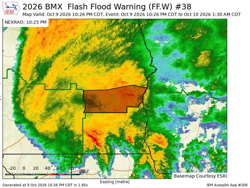 MolleeStarr's tweet photo. BMX issues Flash Flood Warning [flash flood: radar indicated] for Barbour, Bullock, Pike [AL] till Oct 10, 1:30 AM CDT https://t.co/qkhQMODO8j https://t.co/YsAhb17qDI
