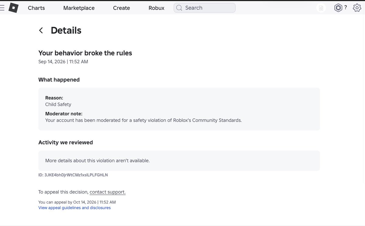 Reggimux's tweet photo. @DavidBaszucki Unban the false banned and terminated please! My account Hiimaj15th was terminated with no reason or proof of what I did. Appeals won’t work and end in 5 days with the 30 day limit for appeals https://t.co/ARBKgvejZK