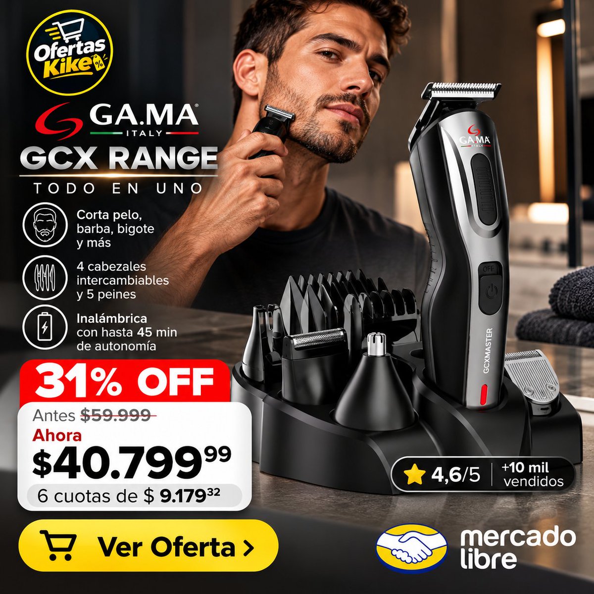 OfertasKike's tweet photo. 🔥 Mirá la https://t.co/jwIExXBWpm GCX Range inalámbrica, ideal para cortar pelo y barba en casa.

https://t.co/VLcqIXA4ea

💰 31% OFF !!!

Antes $59.999 
Ahora $40.799,99 

⭐ Más de 10.000 vendidas.

¡Una excelente oportunidad para aprovechar!

👉 Acá va la oferta en Mercado Libre: https://t.co/VLcqIXA4ea
