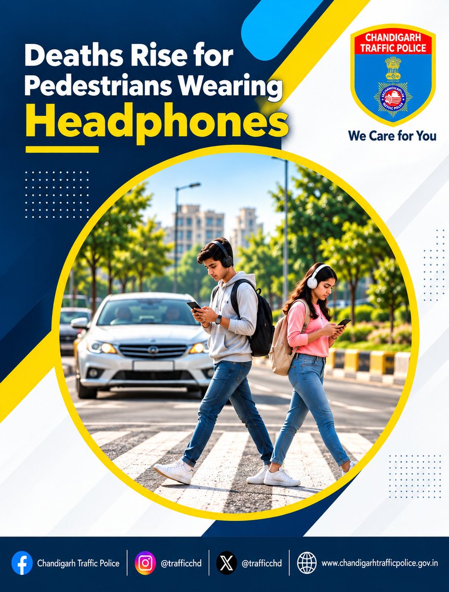 trafficchd's tweet photo. 🎧 Your Safety Is More Important Than Your Playlist! 🚦
Listening to music with headphones may be entertaining, but doing so while crossing the road can put your life at risk. Stay alert, avoid distractions, and be responsible for your safety and the safety of others. https://t.co/VuIFFBXLo1