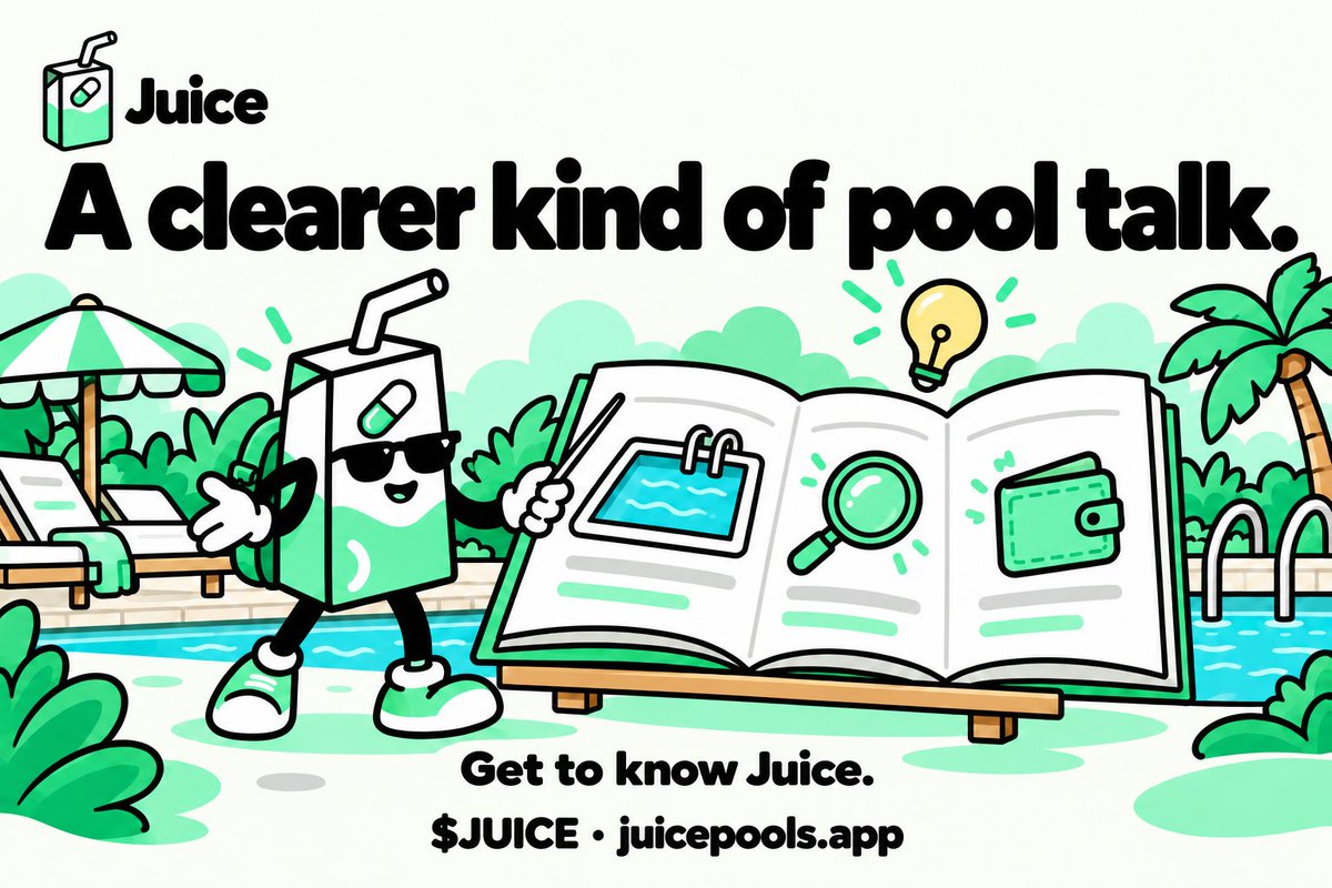 JuicePools's tweet photo. Good questions belong at the poolside.

Where do LP fees go? What does Squeeze measure? Why can the amount you withdraw differ from what you deposited? What happens when a limit order does not fill?

The Juice docs explain these details with examples, alongside the costs, controls and risks of the different features. They also distinguish proposed reward sharing from existing product mechanics, so ideas are not confused with live benefits.

If solana:B3DE8d6CpEF2YBMpxY3Lshj6n8hkz9aSVU451c5Jpump has caught your attention, spend some time with the product and its documentation. Understanding what you are using is a strong place to start.

CA: B3DE8d6CpEF2YBMpxY3Lshj6n8hkz9aSVU451c5Jpump
https://t.co/UbNWh4XCwh