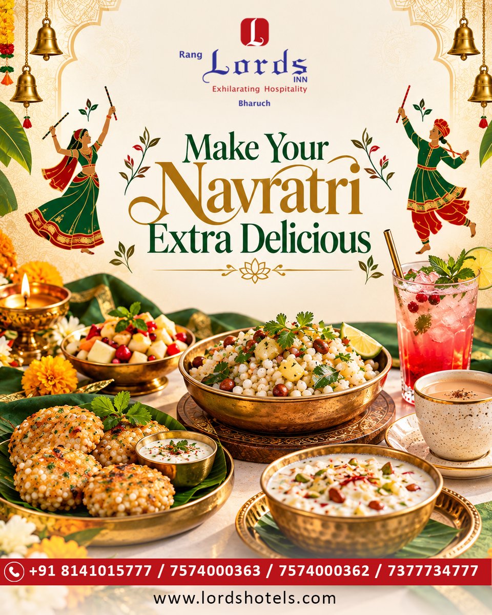 LordsInnBharuch's tweet photo. โจ Make Your Navratri Extra Delicious! ๐ธ
Celebrate Navratri with festive flavours, delicious food, and refreshing drinks at Rang Lords Inn, Bharuch! ๐ฝ๏ธ๐
#Navratri2026 #NavratriSpecial #RangLordsInn #Bharuch #FestiveFlavours #FoodLovers https://t.co/MAIPT8z1hB