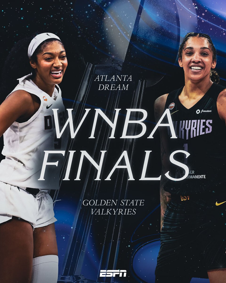 espn's tweet photo. THE WNBA FINALS ARE SET 🏆

Who will take the title: Atlanta or Golden State? 👀 https://t.co/95r4jaBaDU