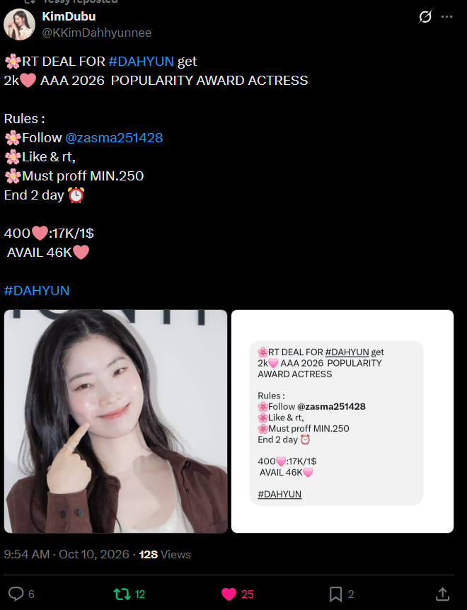 Rizatus3's tweet photo. @KKimDahhyunnee @zasma251428 done https://t.co/85ZM0MegAx