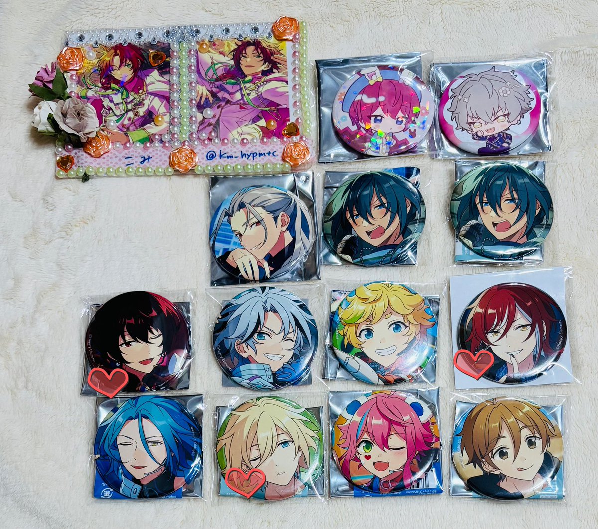 km_hypmtc's tweet photo. 《交換 譲渡》あんスタ 2026 Jun. 他コレ缶 コレクション缶バッジ アニカフェ スタフォニ イースター

譲｜画像1
凪砂 ニキ 桃李 友也 HiMERU 英智 夏目 司 晃牙 宙 凛月 維吹
＿
求｜画像2＞その他レオ 真緒 泉 ゆうたで検討◎

又はリプ欄記載の金額
#こみのお取引 https://t.co/V3WWLxDAWJ