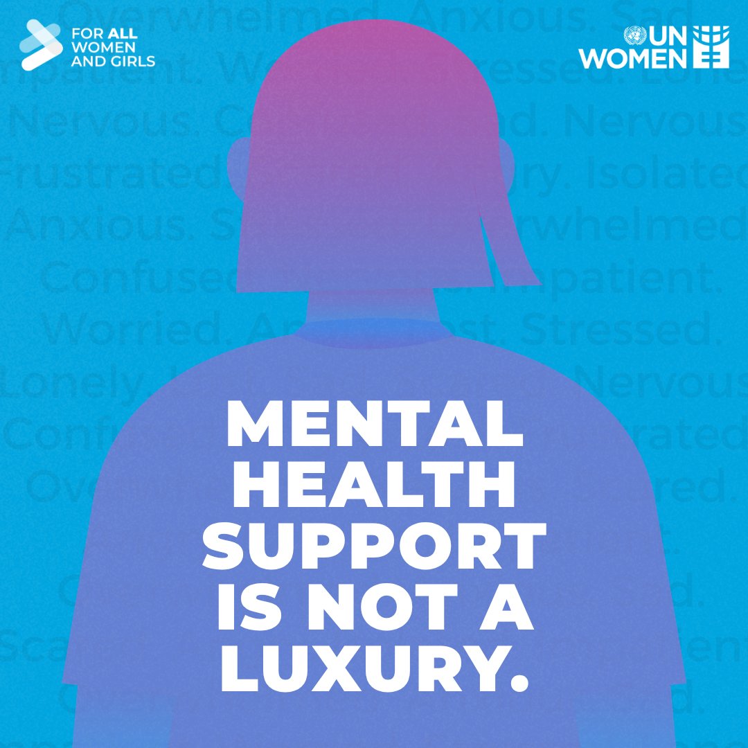 UN_Women's tweet photo. Mental health should never be an afterthought.

No woman or girl should have to reach a crisis before support becomes available – or be dismissed when asking for help.

On #WorldMentalHealthDay and every day, mental health matters.

#ForAllWomenAndGirls https://t.co/eJG2Nmsj48