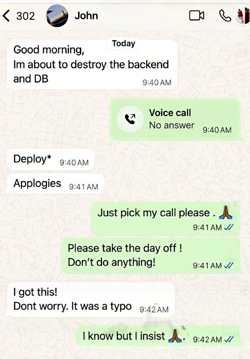 PR0GRAMMERHUM0R's tweet photo. Autocorrect has never once been the scariest thing in a production deploy. John's good intentions are. https://t.co/zQnTU4iSeo
