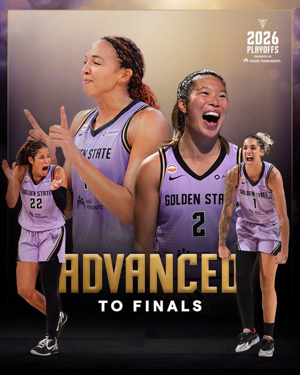valkyries's tweet photo. HISTORY CONTINUES.

In our second year, the Golden State Valkyries are heading to the @WNBA finals.

See you Saturday, Ballhalla ⚔️

@kpnorcal | 2026 Playoffs https://t.co/voe1aEnNHZ