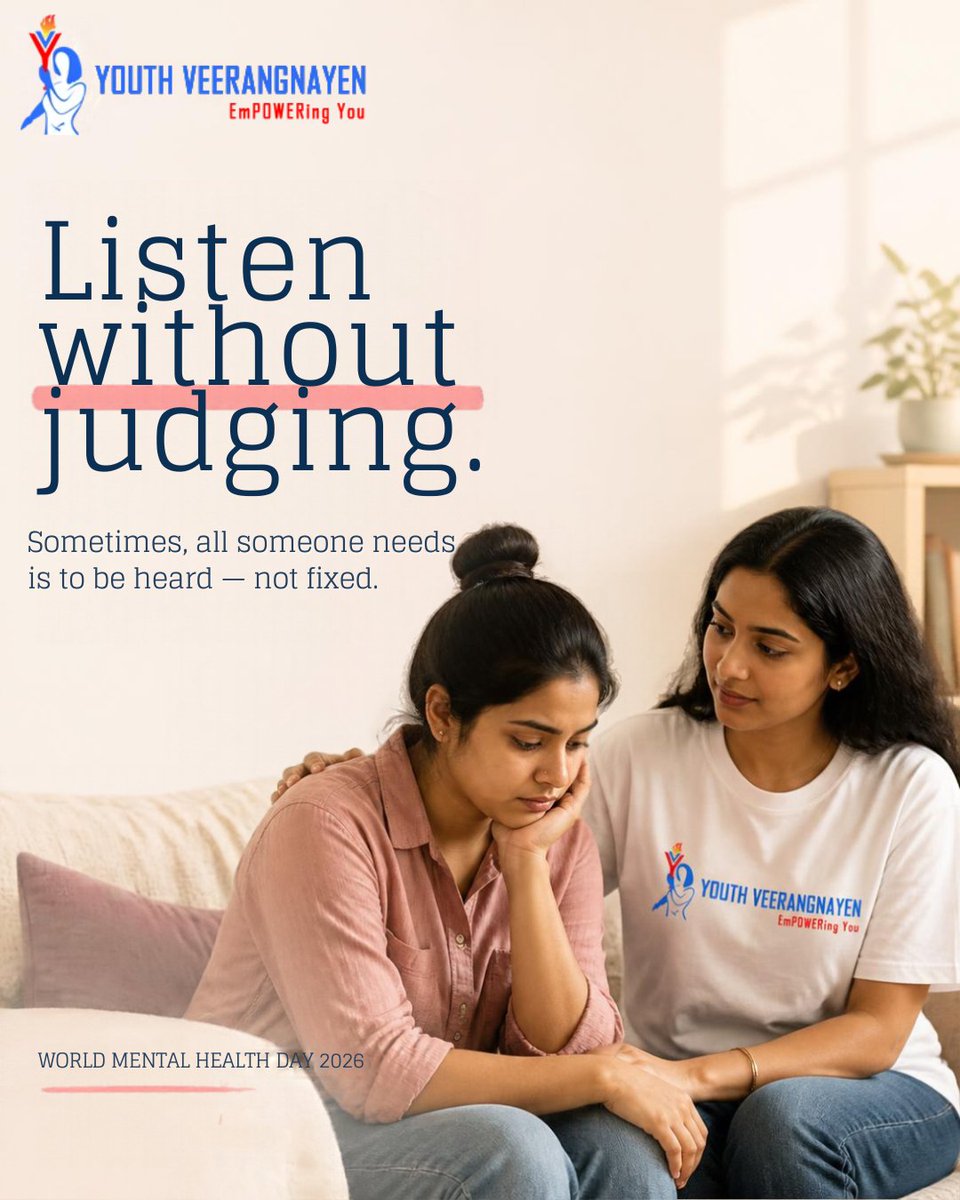 Yveerangnayen's tweet photo. Some women hide their pain. Some children struggle to explain theirs. Some voices are excluded from decisions that affect their lives.

This #WorldMentalHealthDay, let's listen, include and act. Every voice matters. 💚

#MentalHealthMatters #YouthVeerangnayen https://t.co/ZsrDB7WU0f