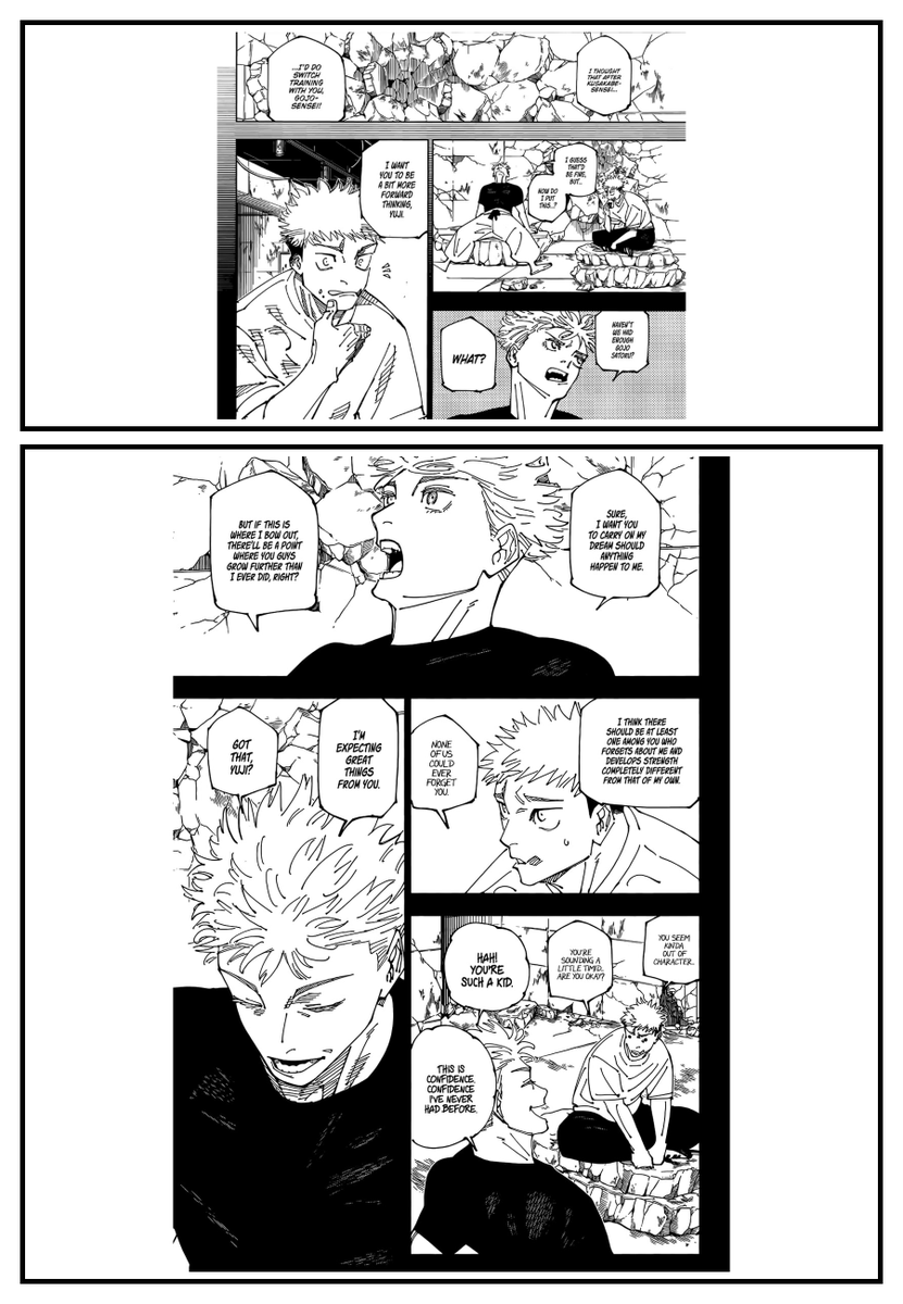 sanjay_yk's tweet photo. Satoru Gojo died in Chapter 236, and in the remaining 35 chapters, he or his name appeared once every 2 or 3 chapters. Gege can't stop hyping Gojo even after he was either sealed or killed.😭

#jujutsukaisenㅤ 
#GojoSatoru https://t.co/8LK6XBZ5F8
