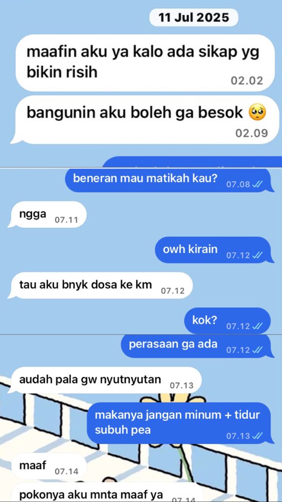 monangrie's tweet photo. timeline :

11 July 2025.
He suddenly text my friend to say sorry. My friend was confused by his text message. She didn’t know what the mean of sorry in here, She thinks he didn’t do something wrong to her. https://t.co/Pd0YLPMBDb
