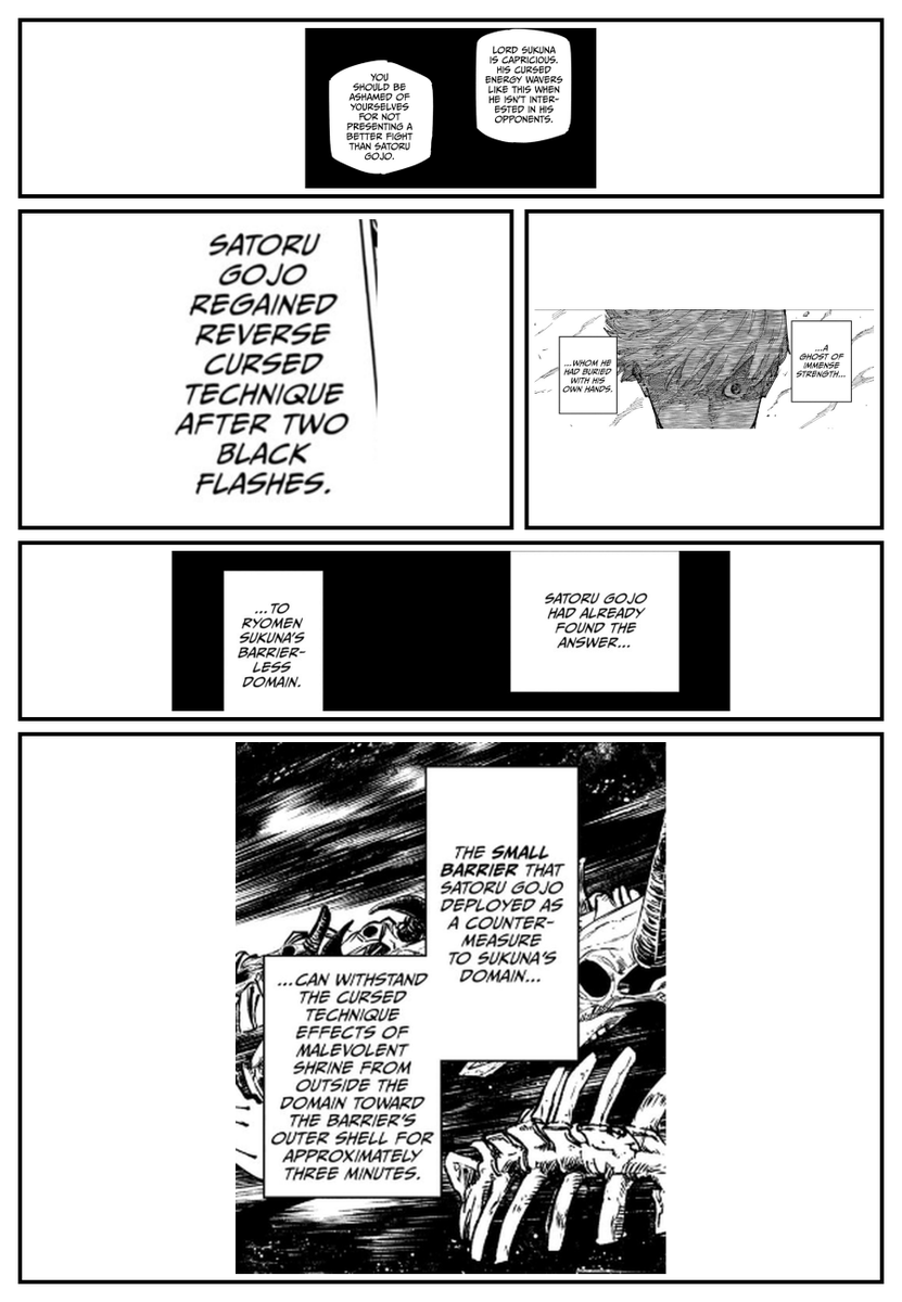 sanjay_yk's tweet photo. Satoru Gojo died in Chapter 236, and in the remaining 35 chapters, he or his name appeared once every 2 or 3 chapters. Gege can't stop hyping Gojo even after he was either sealed or killed.😭

#jujutsukaisenㅤ 
#GojoSatoru https://t.co/8LK6XBZ5F8