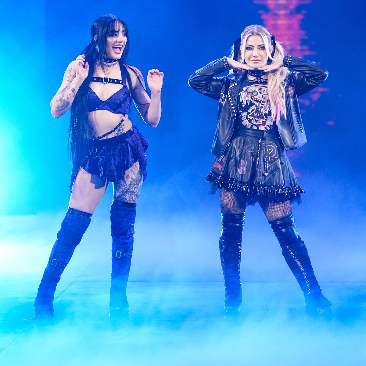 EYESOFTHEREAP3R's tweet photo. I cannot believe I am teaming up with MY IDOL ALEXA BLISS OF ALL PEOPLE!! 😃 And poor Fallon and Lainey, they have no idea we are about to win those titles. Nobody tell them. 🤫 https://t.co/MKa8vMAbL7