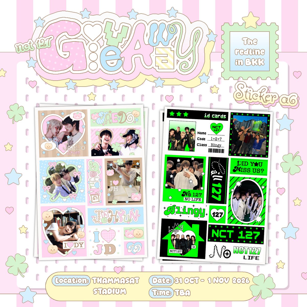 dyformom's tweet photo. ˓𓄹 ࣪˖ ˓ pls kindly rt  𓂃⋆｡

💌giveaway the redline bkk ⟡꙳ ⋆
♡ 𓈒 sticker a6 nct127 35 ea
♡ 𓈒 sticker a6 jaedo 35 ea

🗓️date : 31 oct - 1 nov 2026
📍location : thammasat stadium
🕓time : tba

 ⌗ rt & show this tweet ᯓ݁ ˖Ი𐑼⋆

#THE_REDLINE_BANGKOK
#NCT127_5TH_NEOCITY_THE_REDLINE
#NCT127_5TH_NEOCITY_BANGKOK_THE_REDLINE