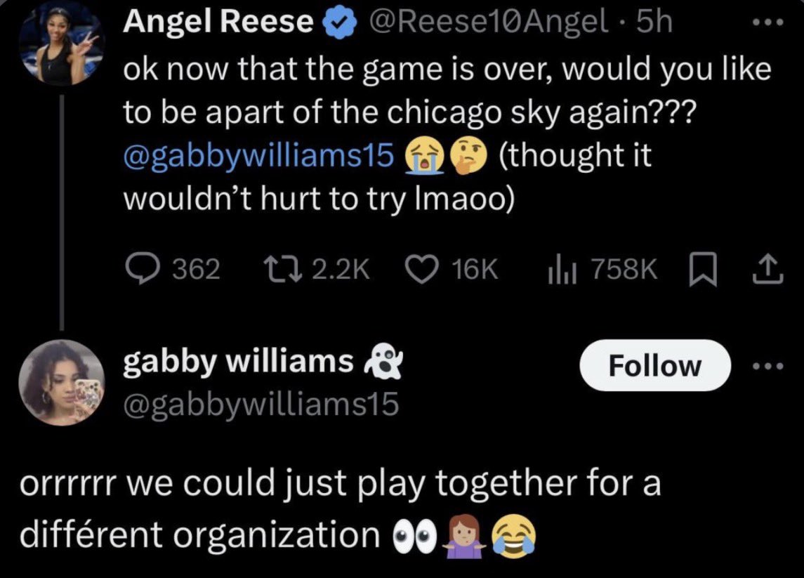 bryceoutten's tweet photo. Crazy how they were trying to recruit each other now their facing off in the finals 😅 
#wnba https://t.co/wlPaIhREOR