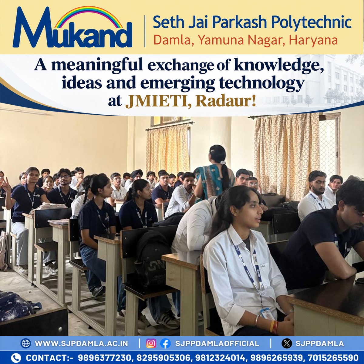 sjppdamla's tweet photo. Expert Session under the Faculty Exchange Programme on “How Big Data Works with Artificial Intelligence” was conducted at JMIETI, Radaur, Yamunanagar, Haryana
#FacultyExchangeProgramme #ExpertSession #BigData #ArtificialIntelligence #AI #Technology #BCA @Jmietiradaur https://t.co/tXk5Ifx0km