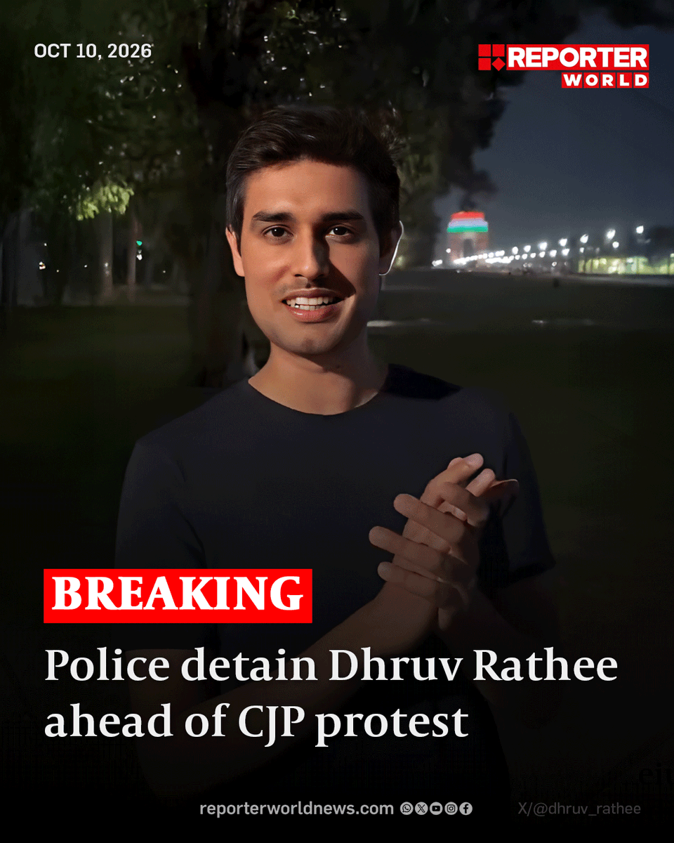 Reporterworld_'s tweet photo. YouTuber Dhruv Rathee was reportedly detained by police in Gurugram ahead of the CJP protest in Delhi. Over 500 have been detained from different locations in Delhi. 
https://t.co/2Tg2TKkLyX

#DhruvRathee #CJP #delhiProtest #cecrow #IndianPolitics https://t.co/D5wK2CGDWl