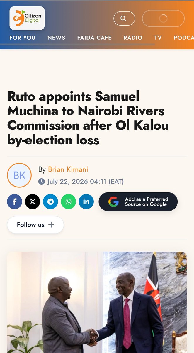 ConradKulo's tweet photo. Frame 1: 'Ruto appoints Muchina, who failed in the Ol Kalou by-election.'

Frame 2: 'Ruto offered Seth Panyako the CS job after the Malava election loss to Ndakwa.'  

Alafu mnaona huyu mtu sio wazimu? https://t.co/o2RWq7Rub2