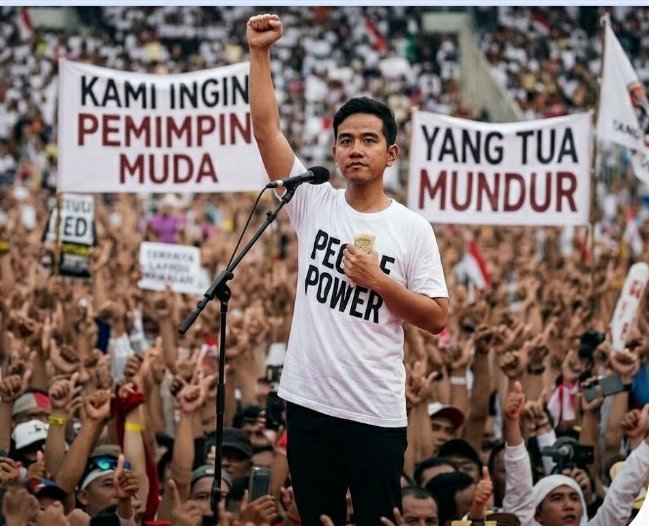 ade206's tweet photo. PEOPLE POWER 
Lawan
Kerakusan, keserakahan dan 
Mau berkuasa seumur hidup
dari kalangan TUA .

Negeri hancur karena mereka .
Rakyat MUAK 

Sekarang 
Rakyat ingin PERUBAHAN 

KAMI INGIN PEMIMPIN MUDA 
GIBRAN 
Simbol PERUBAHAN Generasi.
Keren kan 😀 https://t.co/5x2vYVK7yN