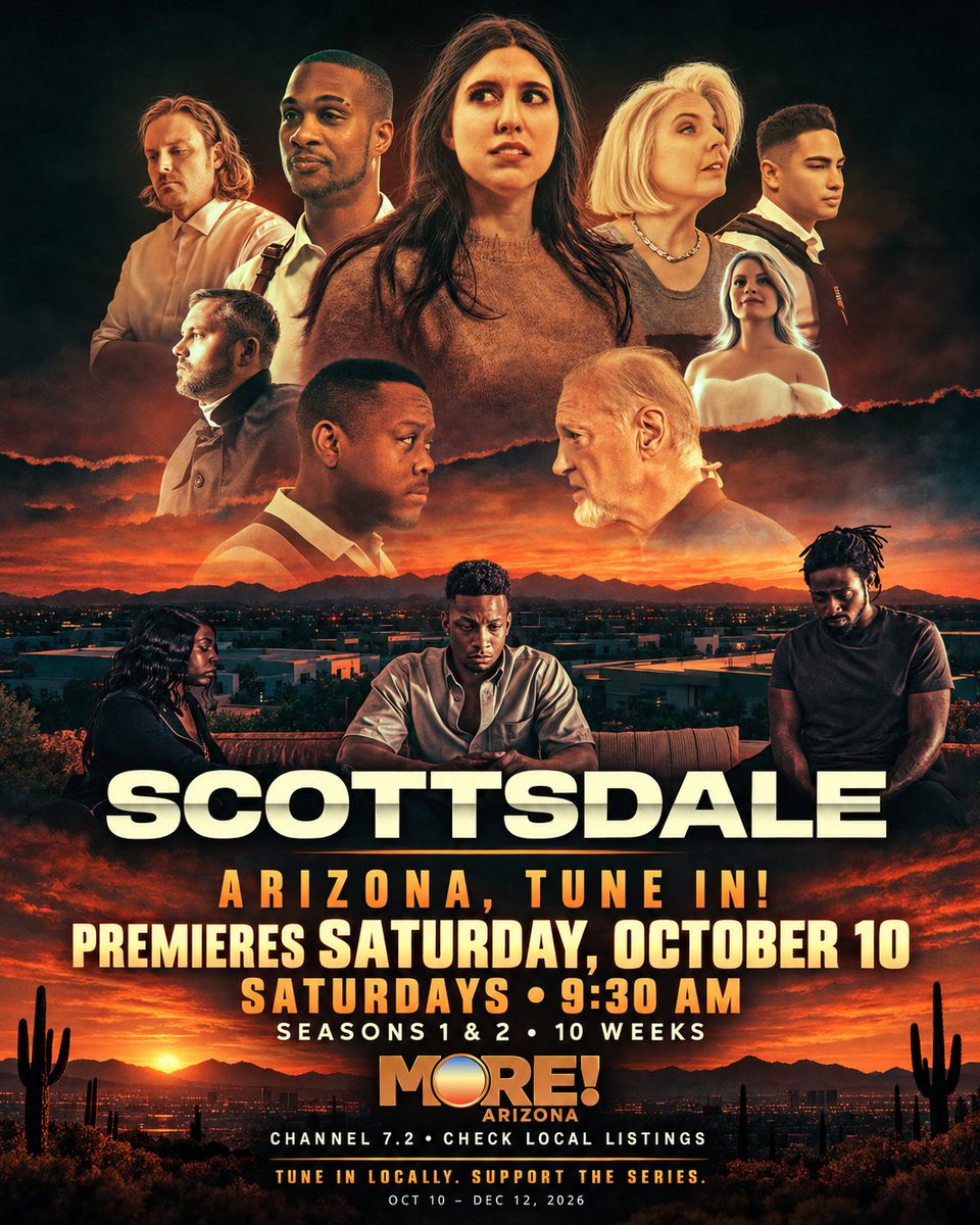 watchvim's tweet photo. Arizona, your Saturday mornings just got dramatic. 🔥🌵

SCOTTSDALE premieres Oct. 10 on MORE! Arizona!

📺 Saturdays • 9:30 AM • Channel 7.2
Seasons 1 &amp; 2. 10 weeks of drama.
Tune in, support local, and spread the word! #ScottsdaleSeries #WatchVIM https://t.co/uHT8II3LlA