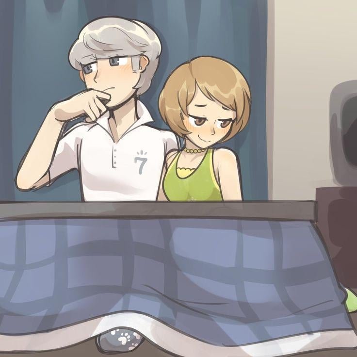 YuChiecompend's tweet photo. Kotatsu togehter. #Persona4 https://t.co/M68CDGKUrO