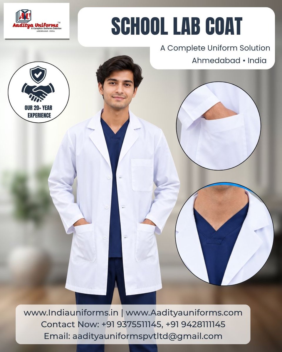Aadityauniform's tweet photo. School Lab Coat – Available At Aaditya Uniforms
#SchoolLabCoat
#LabCoat
#SchoolUniform
#ScienceLabUniform
#StudentUniform
#EducationalUniform
#BulkUniforms
#AadityaUniforms
#ahemdabad https://t.co/T5VPhRA8iG