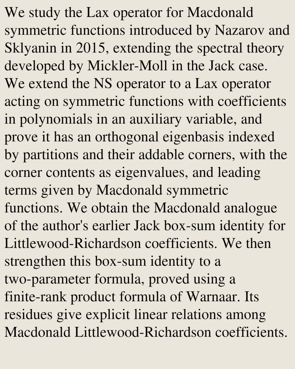 MCombinatorics's tweet photo. On the Nazarov-Sklyanin Lax operator for Macdonald functions

Ryan Mickler
https://t.co/epxPjjRIvC [𝚖𝚊𝚝𝚑.𝙲𝙾 𝚖𝚊𝚝𝚑.𝚀𝙰] https://t.co/YHH9Zjp5JY