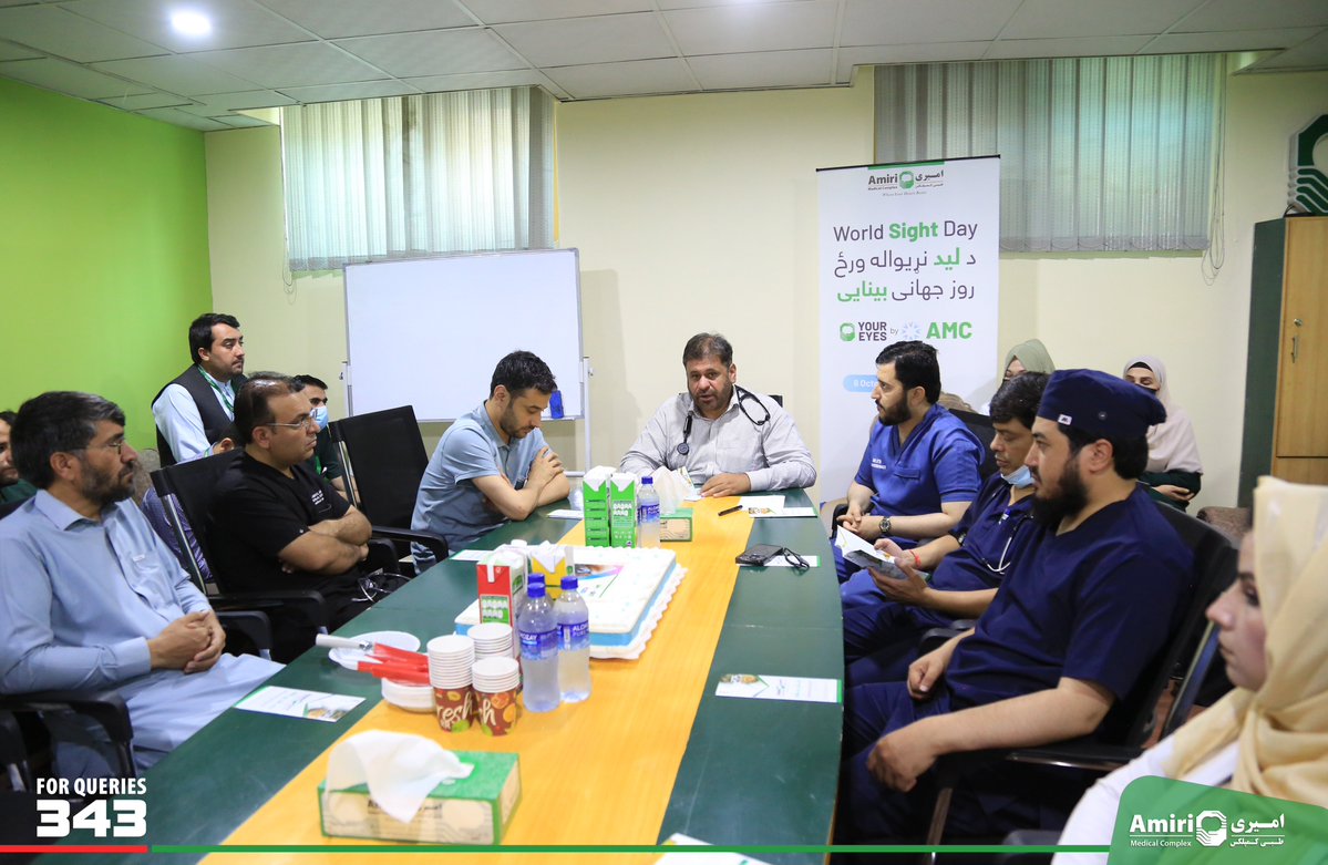 amiri_m_complex's tweet photo. AMC celebrated World Sight Day to raise awareness about eye health, examinations, diagnosis and treatment.
Dr. Mirwais Amiri, Chairman and CEO, and AMC ophthalmic surgeons Dr. Ataullah Waqar and Dr. Shaheedullah Moneeb highlighted eye disease prevention and early treatment https://t.co/UpYYJgH8Ef