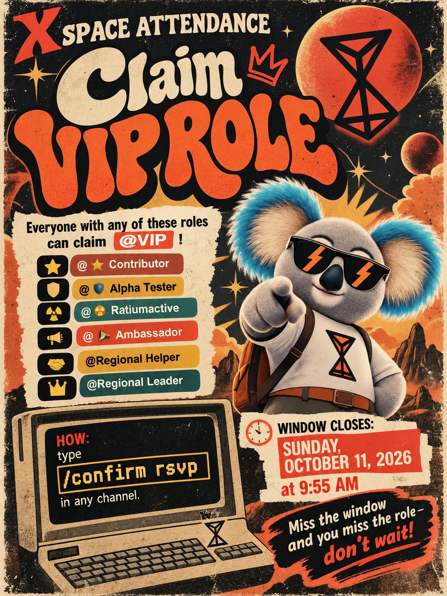 AmirKoalatic's tweet photo. Don’t forget to claim your VIP role of @RetiumChain 

If you have the Contributor, Alpha Tester, Ratiumactive, Ambassador, Regional Helper, or Regional Leader role, you’re eligible

Just type /confirm rsvp in any Discord channel to claim your VIP role
Sunday, October 11, 2026 https://t.co/RE26GzotnX