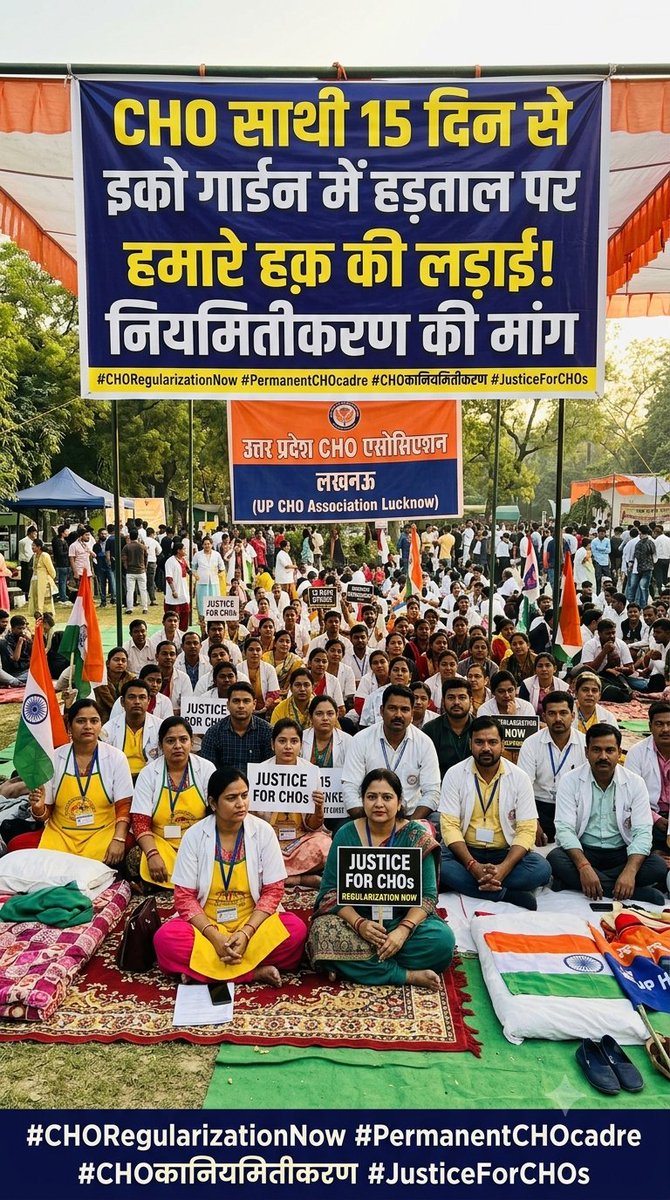 honey_sing65357's tweet photo. NHM Uttarpradesh नींद se जाग जायो। क्या आप लोगों को CHO का दर्द नहीं दिखता। और क्या सरकार को भी नहीं सुन रही हमारी आवाज। हम लोग बिना कानून को हाथ में लिए शांतिपूर्वक धरना ECO गार्डन में कर रहे है ।  
#CHORegularizationNow
#PermanentCHOcadre
#CHOकानियमितीकरण
#JusticeForCHOs https://t.co/JF2SuqB8EW