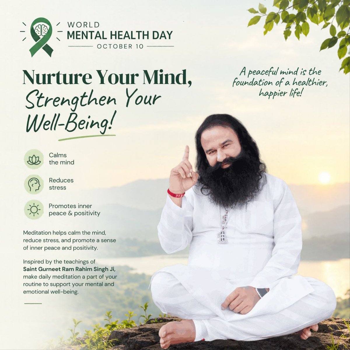 insan_m_137's tweet photo. Meditation and Pranayam promote mental peace, positivity and stress relief. Saint Gurmeet Ram Rahim Singh Ji inspires us to prioritize mental well-being.

#WorldMentalHealthDay #WorldMentalHealthDay2026

https://t.co/ag2rzkIFdi https://t.co/ow2aUl4pDn