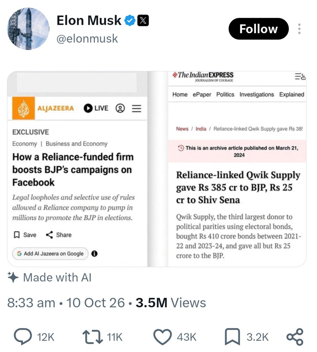 575Manikandan's tweet photo. @HindutvaDon_ Aljazeera , American billionaires x founder ohhh what a  News seriously excited..... 🤔 https://t.co/m9jVYtesWT