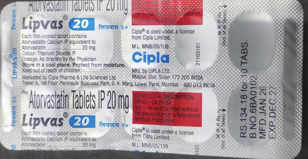 iamrakeshbansal's tweet photo. Dear Supreme Court,
This is just one example.
Lipvas 20 is a generic Atorvastatin (statin) for cholesterol. MRP is ₹134 for 10 tablets, but wholesalers get it at only ₹29–30. The price then becomes ₹134 for the customer.
Medicines are not bought for luxury or to feel good. People buy them only because it is a compulsion. Such huge margins on essential medicines should be stopped.