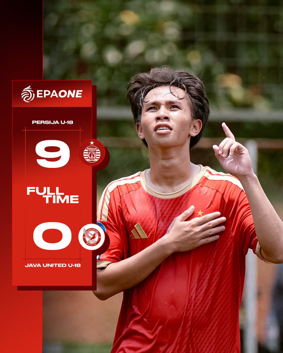 Persija_Jkt's tweet photo. FT: Persija U-18 9-0 Java United U-18

⚽: Greyfaldi Abdulmanan (2), Obama Rusdi (2), Bayu Airlangga, Mahesa Dewa, Rayyan Tsaqeef, Samuel Cundrad (2)

#PersijaDay #EPAOne #EliteProAcademy #Persija https://t.co/jMl14eS9Iu
